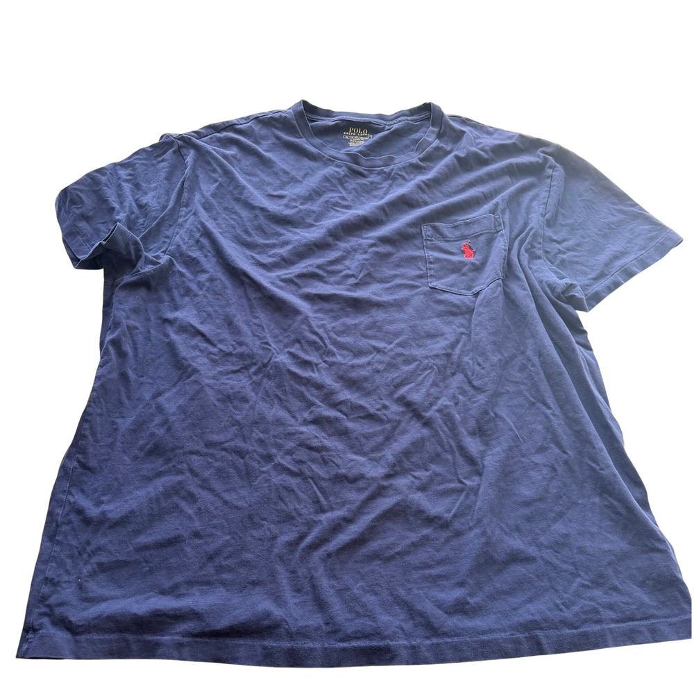 Polo Ralph Lauren Mens Pocket T-Shirt XL Navy Blue Classic Fit Red Pony Logo